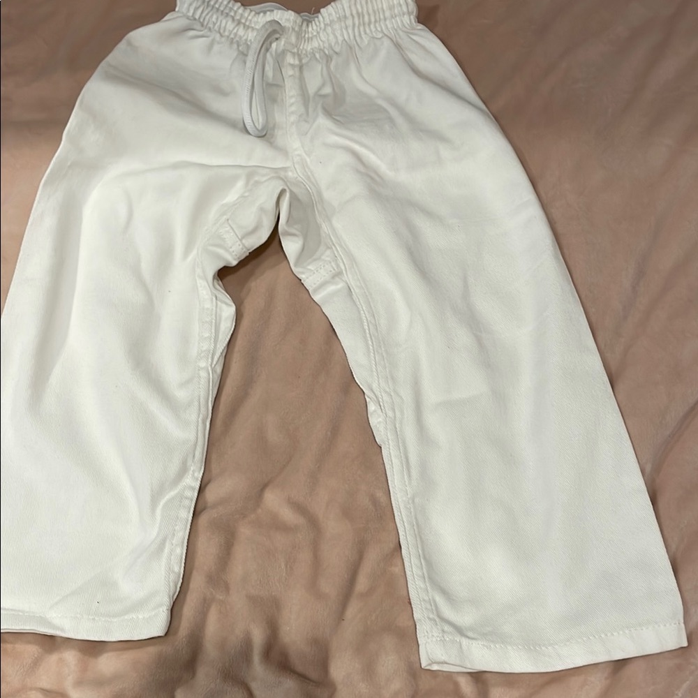 Kids White Elastic Waist karate Pants